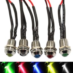 5Pcs 8mm LED Warning Indicator Light DC 12V LED Pilot Panel Dash Signal Indicator Warning Lights 22cm Cable For Car Boat Marine