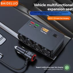 Multi-port QC3.0 PD Car Charger Adapter 4 Expansion Ports 12-24V Car Plug Smart Shunt for Fast Charging