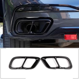 2Pcs Glossy Black Stainless Steel Car Exhaust Muffler Pipe Tip Cover Trim For BMW X5 G05 X6 G06 X7 G07 2019-2025 Accessories 