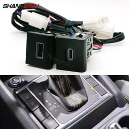 12V/24V Red Led Light Fit for Amarok 2011-2022 Car Dual Charger Adapter Socket USB Type C PD Charging Outlet