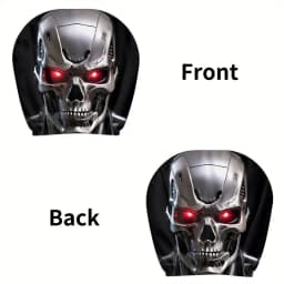 2Pcs Terminator Robot Print Car Headrest Covers Unfilled Design HD 3D Digital Printing Universal Unique Auto Head Rest Protector