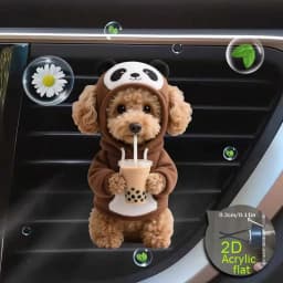 2D flat teddy bear car air outlet decoration clip, can be used for drinking milk tea, fresh air in the car, cute car interior