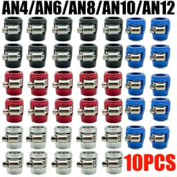 10X AN4 AN6 AN8 AN10 AN12 Car Hose Clamp Radiator Modified Fuel Water Pipe Tube Clip Buckle Fitting Oil Hose Clamps End Finisher