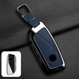 Metal Leather Car Key Case Cover For BMW 218i 220i 740i 760i 5-Series G60 X1 X2 X5 X6 X7 iX1 iX2 iX i5 i7 G05 Holder Shell