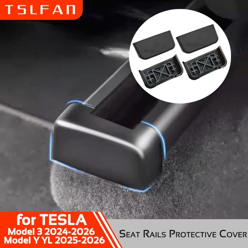 4pcs Seat Rail Protective Cover for Tesla Model 3 Y YL 2024-2026 Rail Slide End Protector Anti-kick Plug Trim Car Accessories