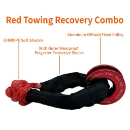 55000lbs Winch Rope Synthetic Soft Shackle+Recovery Ring Set Rugged Shackles With Protective Sleeve for Truck Vehicle Recovery