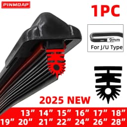 1pc Car Windshield High-Quality Wiper 11 Layer Rubber Strip J/U-Shaped 3 "14" 15 "16" 17 "18" 19 "20" 21 "22" 24 "26" 28“