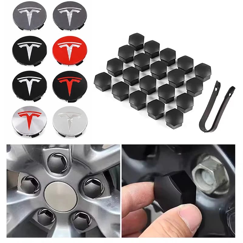 Car 25PCS 29PCS 56/57mm For Tesla Model 3 Y Wheel Original Car Center Caps Logo Emblem Rims Hub Cover Caps Badge Accessories