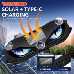 Solar Power Car Decorative Lamps Demon Eyes Light Cool Flashing Warning Light Dynamic Safety Vehicle Signal Lights for Halloween