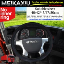 Adjustable Carbon Fiber PU Leather Steering Wheel Cover for Truck Van Bus - Multiple Sizes 40cm/42cm/45cm/47cm/50cm - Automotive