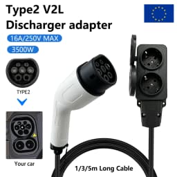 EV Type2 V2L Discharge Adapter Vehicle to Load Cable EU Socket EV Car V2L Power Discharge Charging Cable EU Outlet Plug