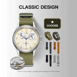 Seagull Mens 1963 Pilot Watch 40mm ST1780 Automatic Mechanical Movement Sapphire Crystal Retro Style Water Resistant 50m