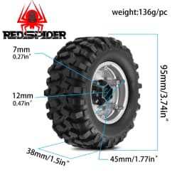 4pcs 1.9" Rubber Tires Beadlock Wheels Rims for 1/10 RC Crawler Car Traxxas TRX4 Axial SCX10 90046 90047 MST HSP Redcat Gen8