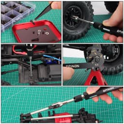 EPINON RC Car Repair Work Stand Repair Tool Set for 1/8 1/10 1/12 1/16 1/18 RC Car Crawler Truck Buggy