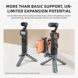 LEAPLIGHT Aluminum Mini Tripod for DJI Osmo Pocket 3/4/4P/360LunaUltra Camera Tripod Handheld Grip w 360° BallHead+Phone Stand