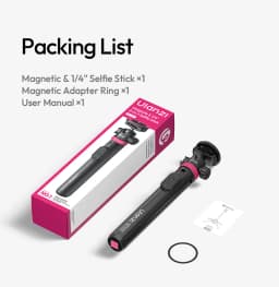 Ulanzi MT-44M Selfie Stick Ground Tripod 1/4''&Magnetic Selfie Stick for Smartphone Camera One-Touch Auto Deploy for Travel