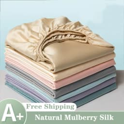 Mulberry Silk Fitted Bed Sheet with Elastic Bands Luxury Mattress Cover Single Double King Queen Size Bed Cover 100/140/200/220