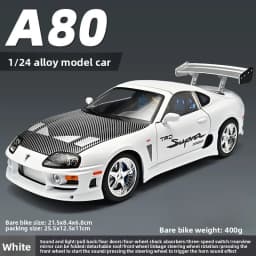 1:24 Fast & Furious Supra Alloy Diecast Sports Car Model, Pull Back Toy with Light & Sound Collectible Gift for Car Fans