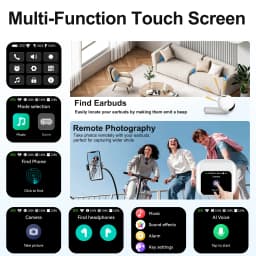 KOUO Wireless Bluetooth 5.4 Earbuds With Smart Touch Screen Music Sports Noise Canceling Earphones Support Real Time Translation