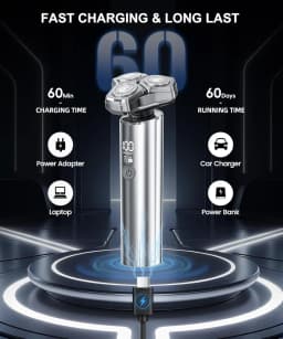 Electric Razor for Men Electric Shaver 3 Blade Rotary Shaving Machine Kit with Replacement Brush Trimmer Head