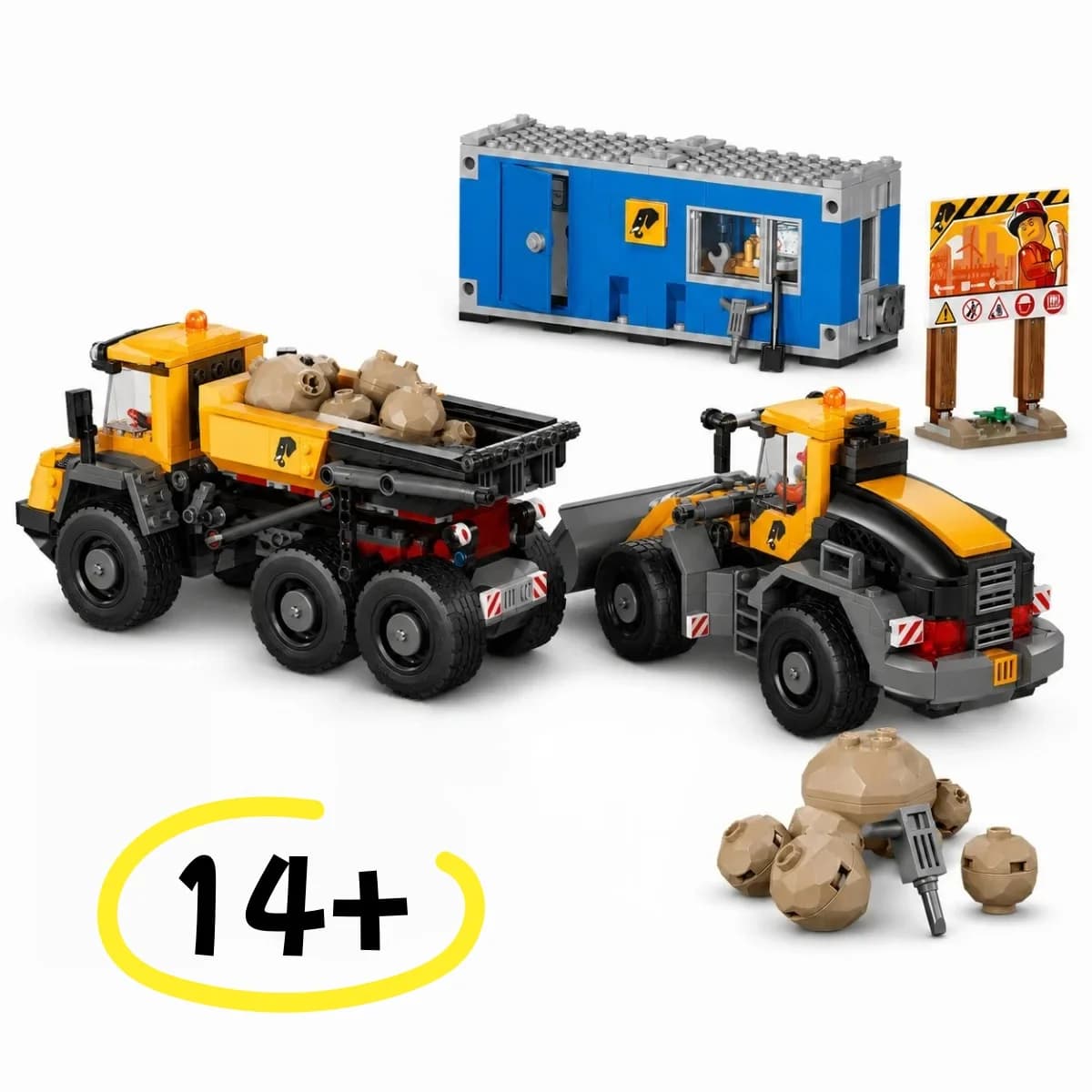 New In Stock 1132PCS Yellow Loading Truck And Tipper Truck Building Blocks Assembly Brick Vehicle Model Toy Birthday Gift