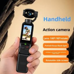 New 4K Handheld Gimbal Action Camera HD 180 Rotatable Lens Anti Shake Pocket Vlog Camera with Fill Light For Outdoor Sports