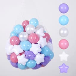 100pcs BPA Free Non-Toxic Plastic Ball Pit Balls Round and Star Shape with 6 Colours for Kids Ball Pit and Pool Toys