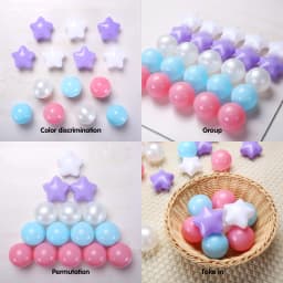 100pcs BPA Free Non-Toxic Plastic Ball Pit Balls Round and Star Shape with 6 Colours for Kids Ball Pit and Pool Toys