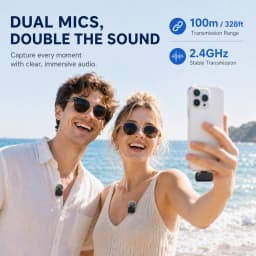 Mini Wireless Clip-On Microphone, Smart Noise Reduction, Long Battery Life, Perfect for Live Streaming, Podcasts, and Vlogs.