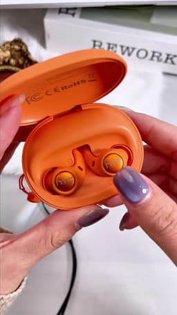 HTC NE76 Bluetooth Earphones, AI Translator Earbuds Mini Invisible Sleep Earbuds Soft Wireless Headphones Orange