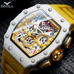 Luxury Watch Men's ONOLA Fashion Casual Multifunctional Silicone Tape Waterproof Quartz Watch White