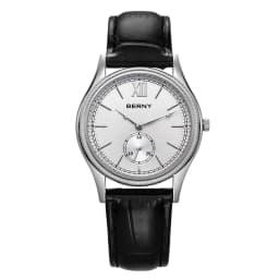BERNY Watches for Men Luxury Slim Classic Stylish Dress Quartz Watch Stainless Steel Case Elegance Leather Band Wristwatch