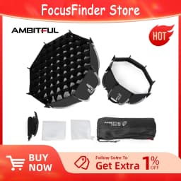 AMBITFUL PS30/PS50 SE 30cm 55cm Quickly Release Bowens Mount Octagon Softbox + Honeycomb Grid Outdoor Mini SoftBox for LED Flash
