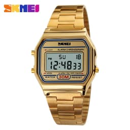 New Business Men Retro Watch Waterproof Electronic Watch Fashion Personality's Watch Thin Strip Relogio Masculino Digital SKMEI