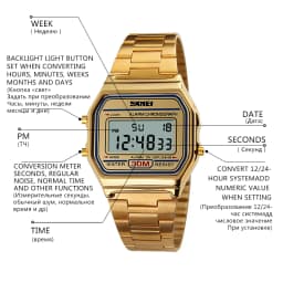 New Business Men Retro Watch Waterproof Electronic Watch Fashion Personality's Watch Thin Strip Relogio Masculino Digital SKMEI