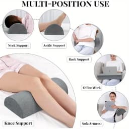 Half Moon Bolster Semi-Roll Knee Pillow Ankle & Knee Support Elevation Back Lumbar Neck Relief Pain Quality Memory Foam Filling