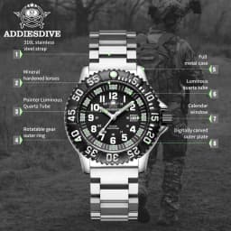 ADDIESDIVE Fashion Men's Analog Watches 50m Waterproof Luminous Tube Nylon Sports Men Military Wristwatches Quartz Watch For Men
