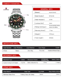 NAVIFORCE Fashion Brand Black Gold Men Watch Fashion Luxury Quartz Wrist Watches Sport Waterproof Stainless Steel Strap NF9234