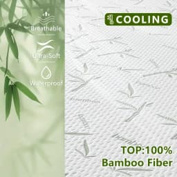 1p Cooling Bamboo Fiber Fitted Sheet, Breathable Mattress Protector Cover with Deep Pocket for Summer
