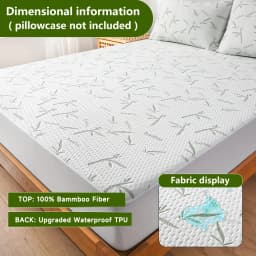 1p Cooling Bamboo Fiber Fitted Sheet, Breathable Mattress Protector Cover with Deep Pocket for Summer