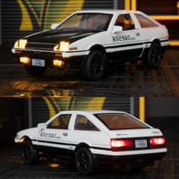 1:30 Scale Initial D AE86 Toy Car Model Alloy Body Rubber Tire Shock Absorption Pull Back Simulation Vehicles Boys Birthday Gift