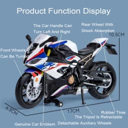 Scale 1:12 BMW S1000RR Honda CBR1000RR Alloy Diecast Motorcycle Car Miniature Model Toys Wheel Steering Vehices for Boys Gifts