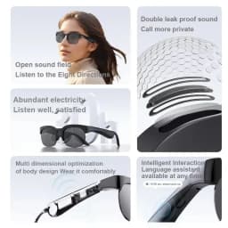 Lenovo 2400MP AI Remote Control Smart Recording Camera Glasses Voice Assistant Translator Wireless Bluetooth óculos inteligente