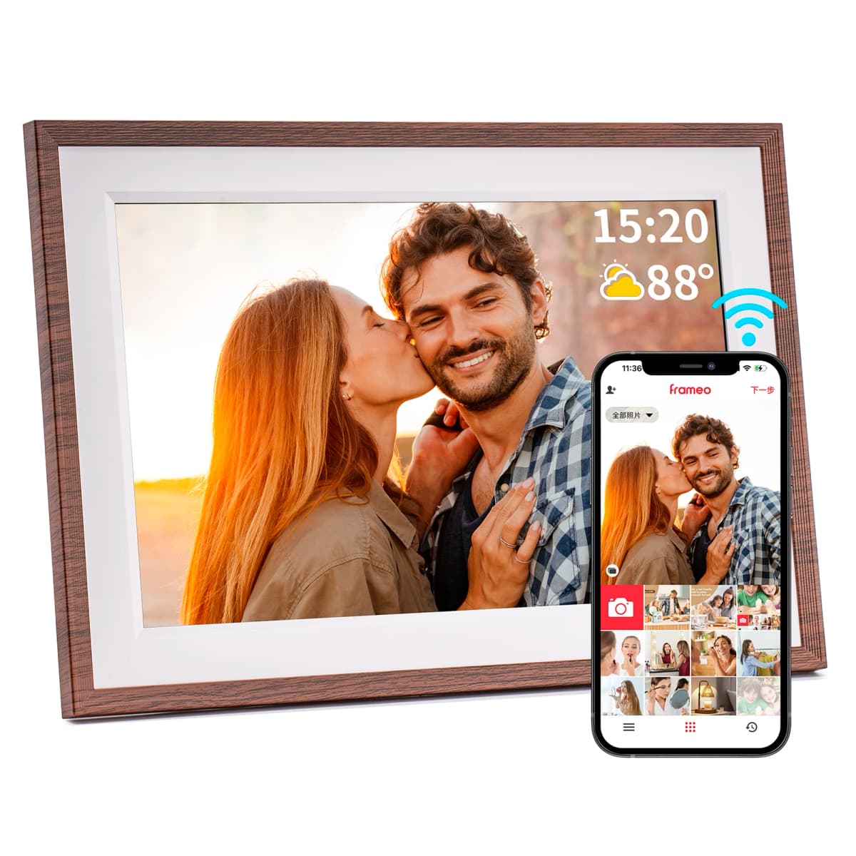 Frameo 10.1 Inch Digital Picture Frame,WiFi Electronic Frame,1280 * 800IPS HD Cloud Smart Digital Photo Frame,32GB Storage, Wall
