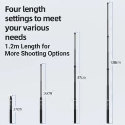 aMagisn 1.2M/3M Invisible Selfie Stick Freely Retractable Carbon Fiber Extended For Gopro Max / Insta360 X3 X4 X5 Accessories