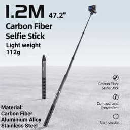 aMagisn 1.2M/3M Invisible Selfie Stick Freely Retractable Carbon Fiber Extended For Gopro Max / Insta360 X3 X4 X5 Accessories