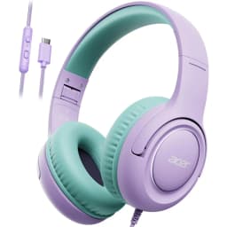 Acer HK03 Kids Wired Headphones for School 85/94dB Volume Limiter 3.5mm Jack Foldable Stereo Sound Headset for Girls Boy Gifts