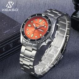 KEASO Top Mens Dive Watch MIYOTA 2035 Quartz Movement C3 Super Luminous Sports 316L Solid Steel 200M Waterproof Sapphire Watch