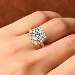 OXTAO Brilliant Moissanite Halo Ring 8mm 2ct D VVS1 Engagement Wedding Finger Rings 14K Gold Filled for Women with Certified