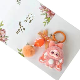 10pcs Mix Baby Three Flocked Cartoon Cute Doll Keychain Diy Jewelry Accessory Trendy Live Stream Toy Bag Pendant Kids Girls Toys